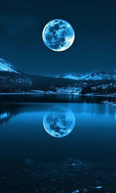 唯美月亮倒影在水里海报背景素材