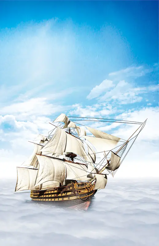 企业文化帆船海报背景素材