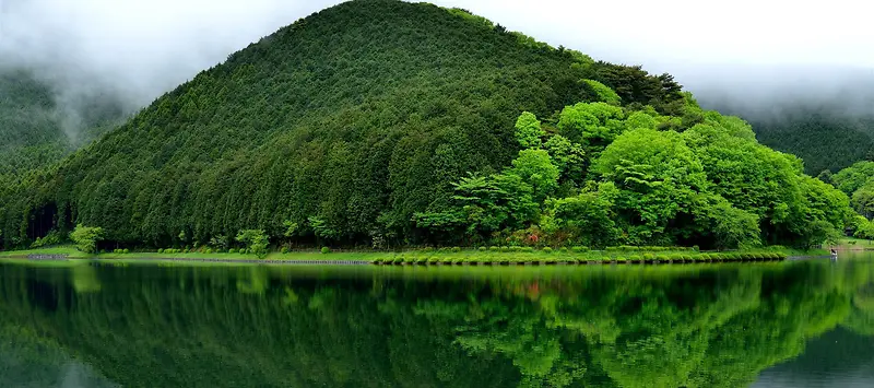 清新文艺山水湖泊风景背景