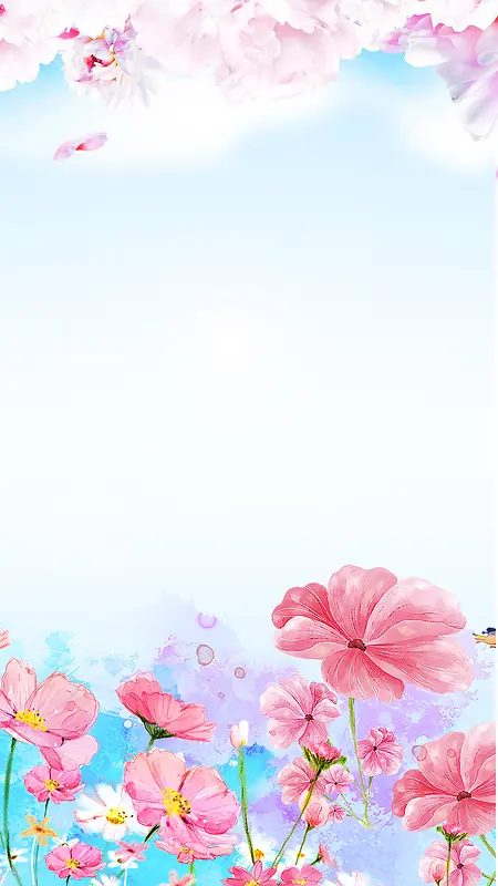 水彩粉色花卉妇女节H5背景