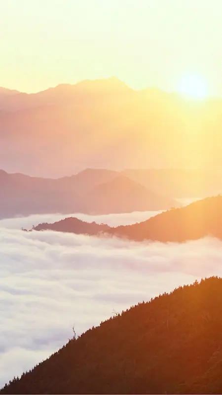 阳光照耀下的云雾山H5素材背景