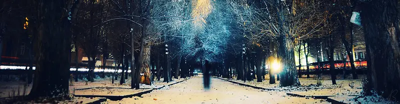 冬天夜晚小路背景