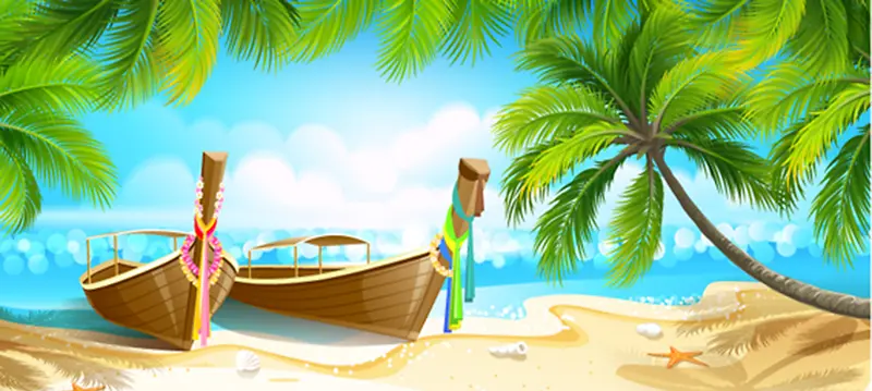 卡通热带岛屿背景图