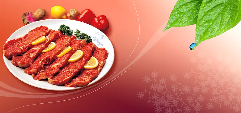 美食菜谱里脊肉背景banner
