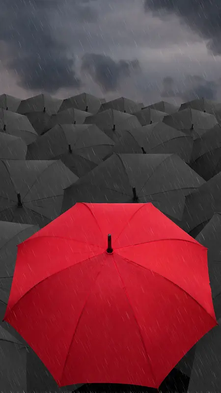 雨下的红色雨伞背景H5