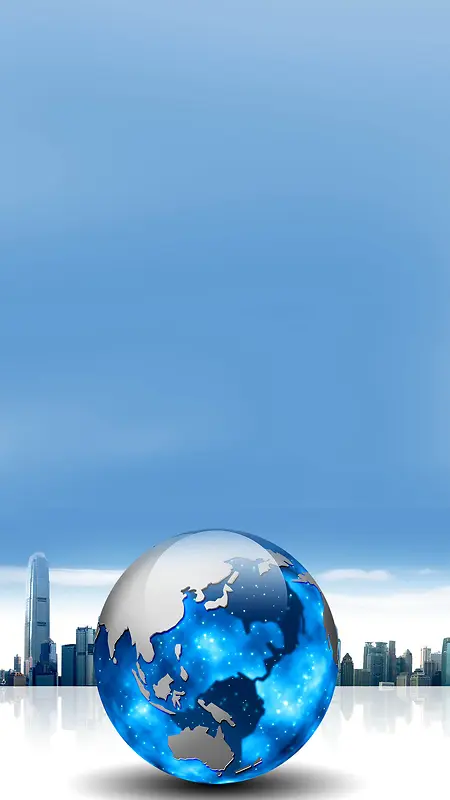 蓝色城市建筑地球商务H5背景