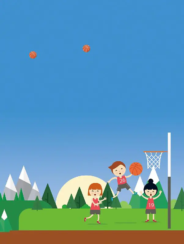 创意卡通篮球比赛海报背景