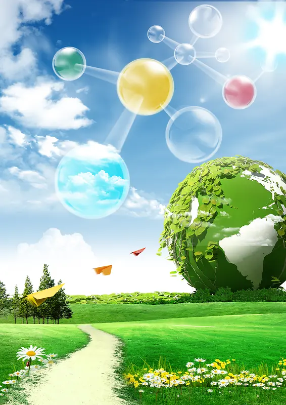 绿色地球自然生态商务背景