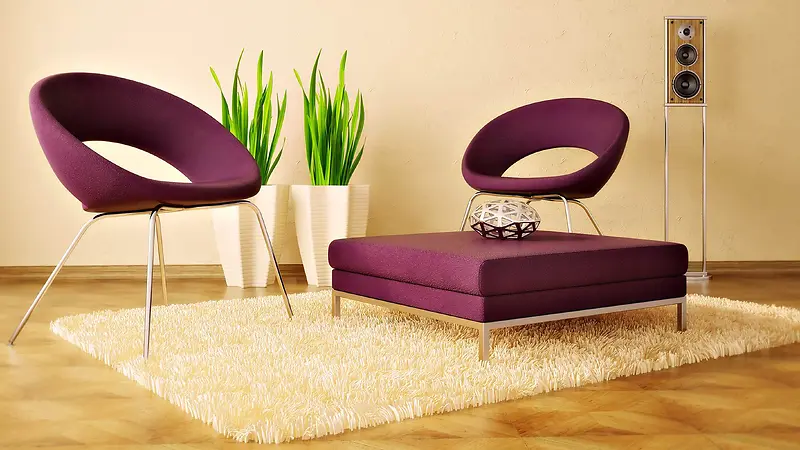 现代紫色沙发背景