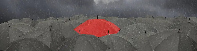 雨天红色雨伞背景