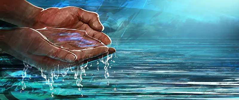 手绘捧水背景