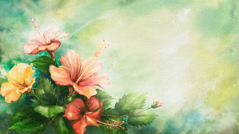 复古油画手绘花朵背景