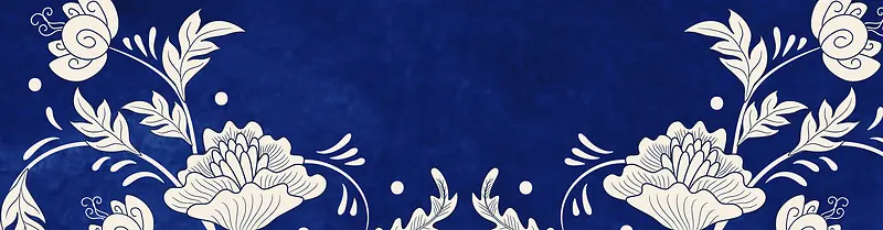 蓝色花卉banner背景