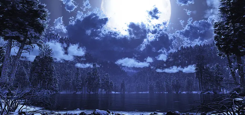 唯美星空夜色月亮背景
