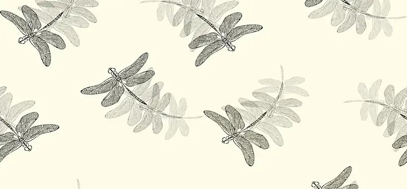 古典手绘蜻蜓平铺背景