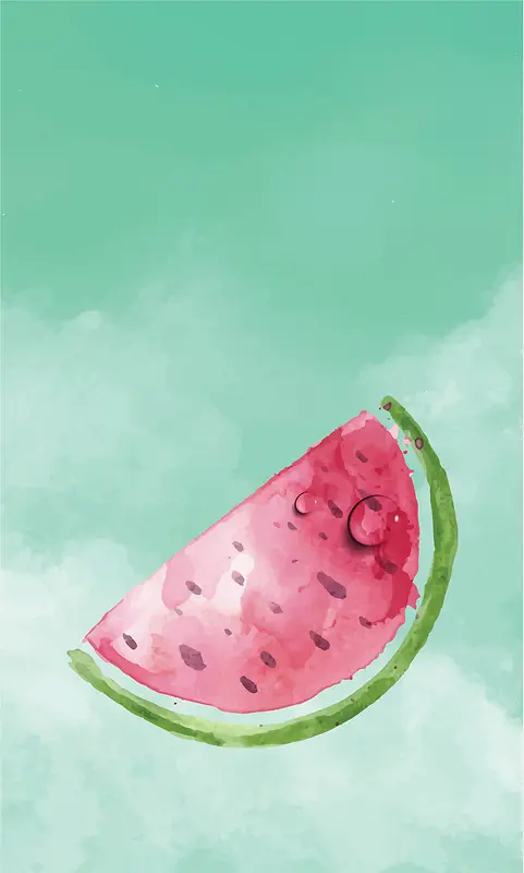 西瓜水果手绘清新水果美食背景