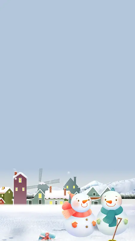 雪人灰蓝色H5背景
