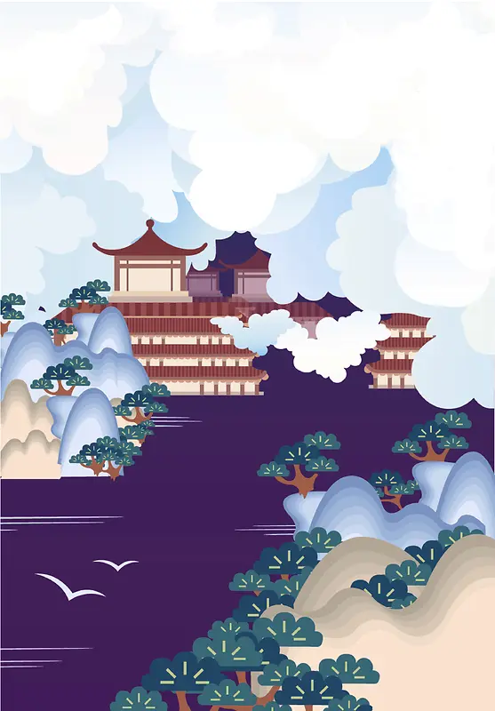 中国风文艺清新海报素材背景图
