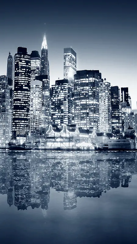 城市黑白科幻H5背景素材