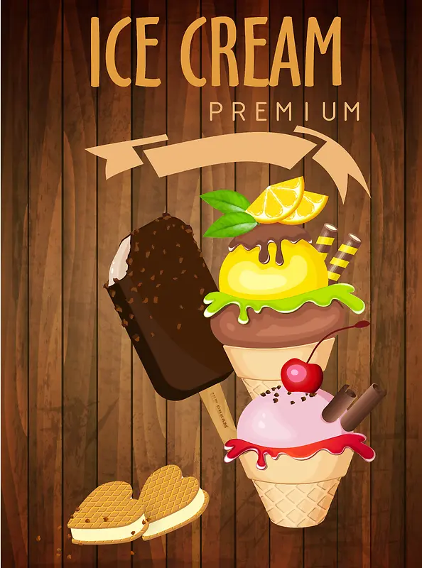 彩色冰淇淋菜单宣传背景模板