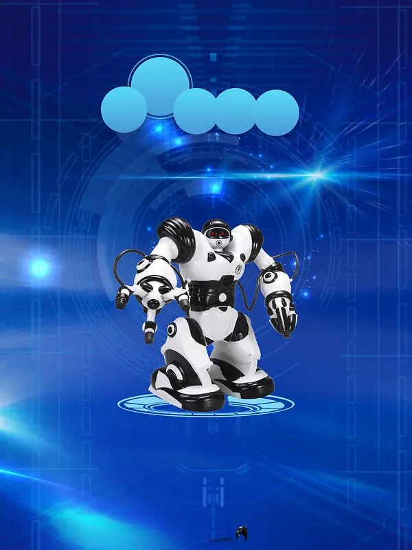 蓝色科技梦幻人工机器人海报背景