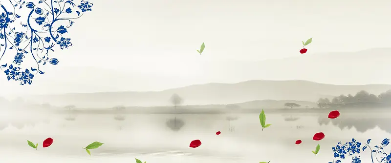 中国风水墨青花背景