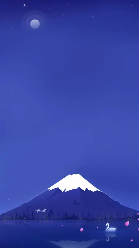 卡通扁平化山峰积雪H5背景