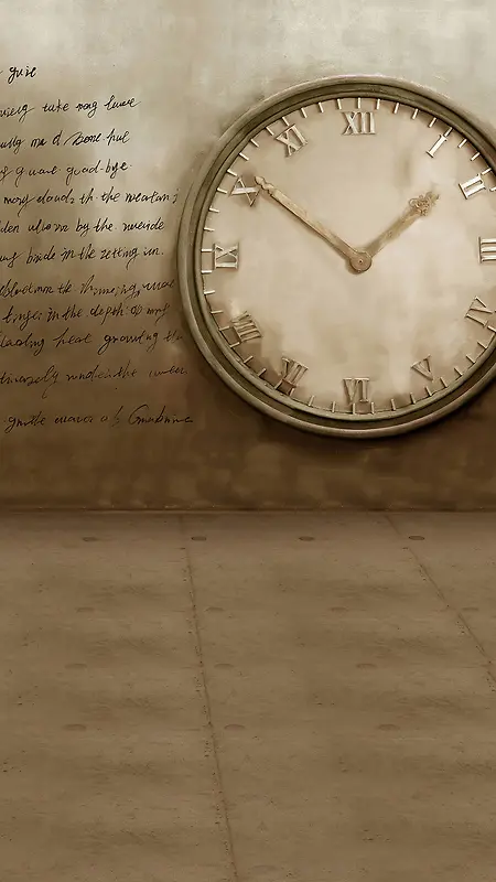 时间钟木板英文复古H5背景图