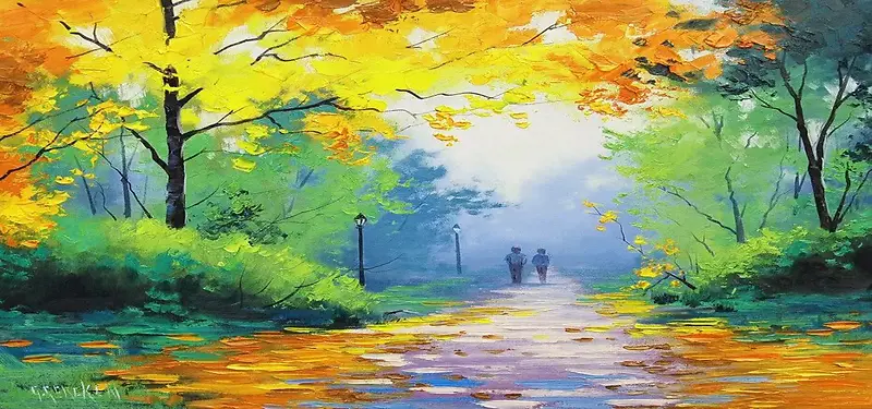 水墨风景油画