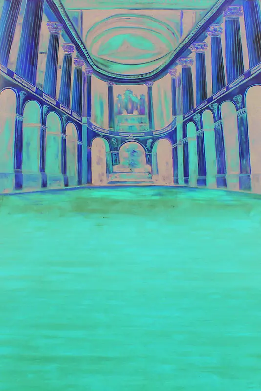 手绘彩色宫殿背景
