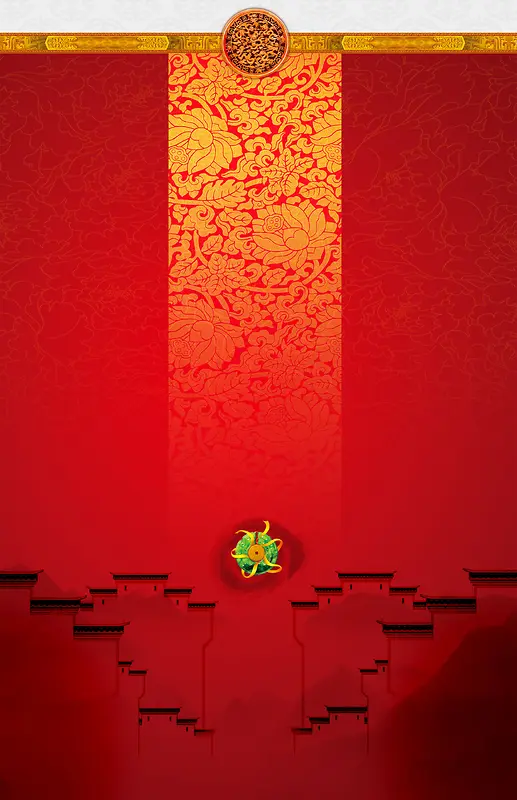 中式喜庆红色背景海报背景素材