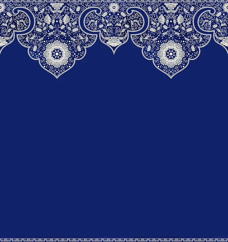 蓝色剪纸花纹背景元素