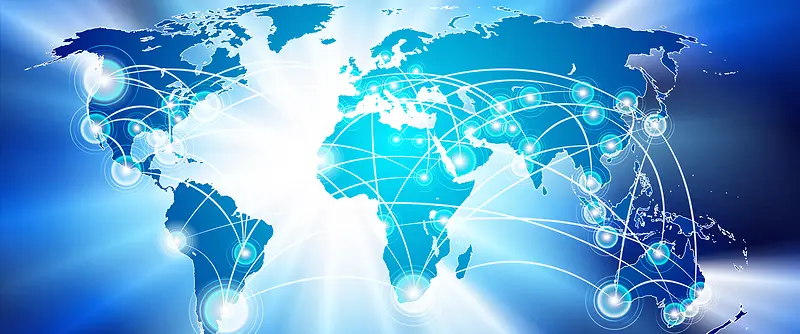 商务信息科技与世界地图banner背景