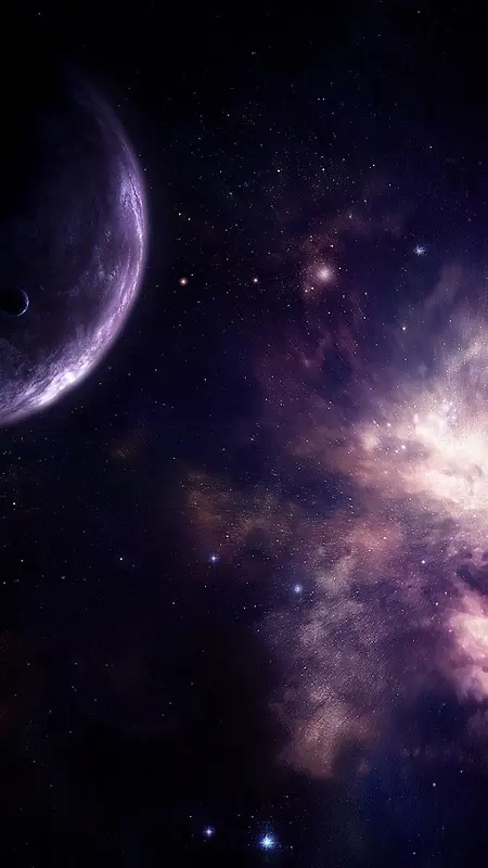 紫色星球宇宙科幻H5背景图