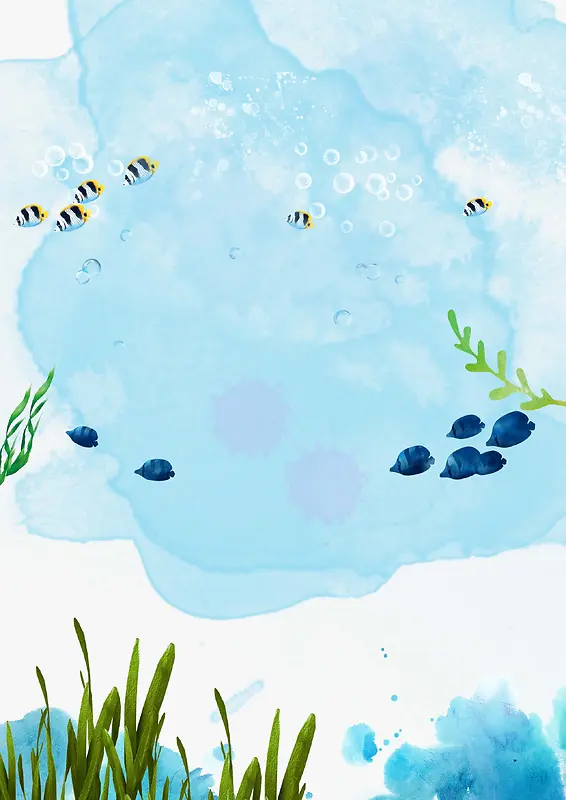 蓝色矢量插画海底夏季新品上新海报背景素材