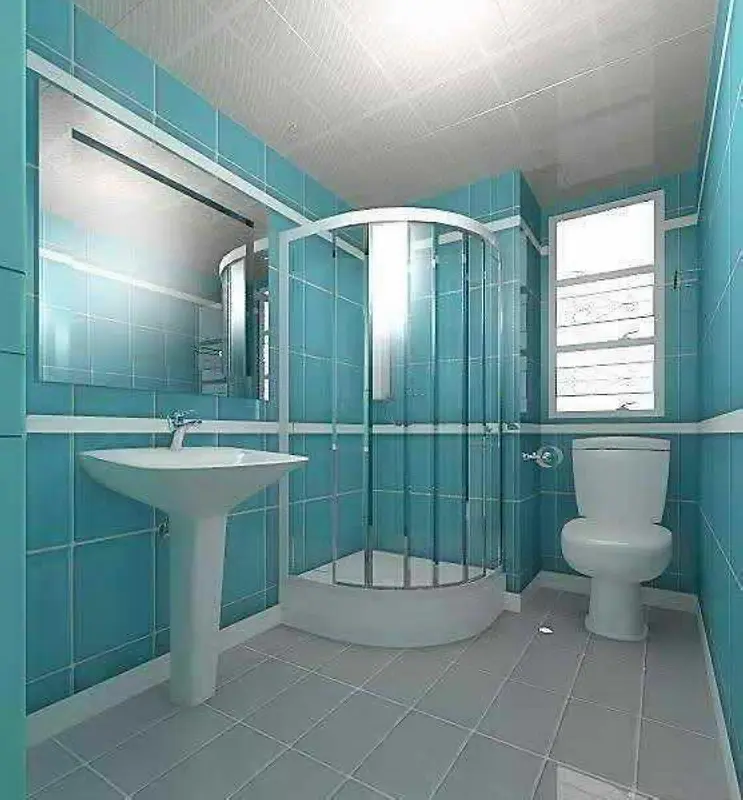 蓝色小清新浴室背景