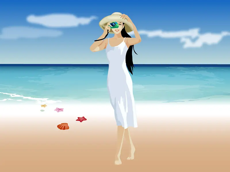 夏日海滩风景美女摄影平面广告