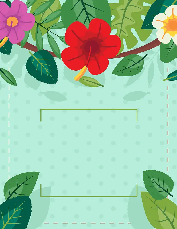 你好七月文艺手绘夏季鲜花标题海报背景素材