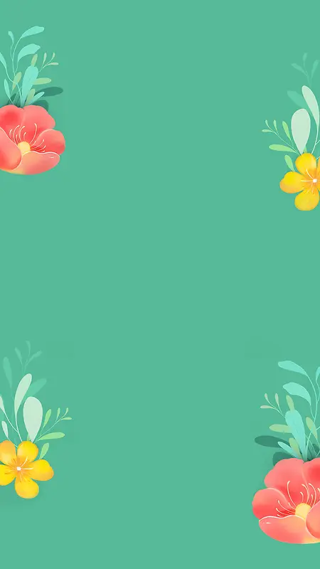 淘宝天猫绿色手绘花朵扁平化h5背景