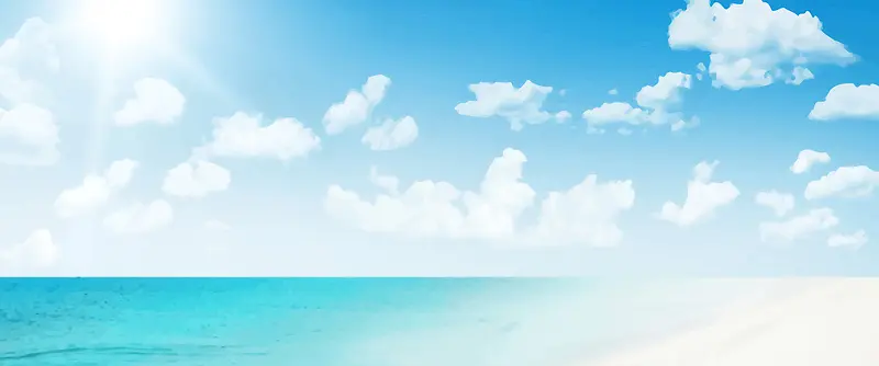 蓝天沙滩banner背景