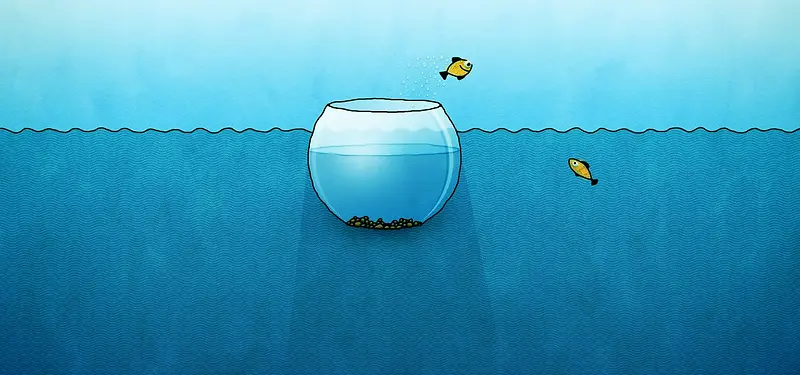 卡通童趣鱼和鱼缸