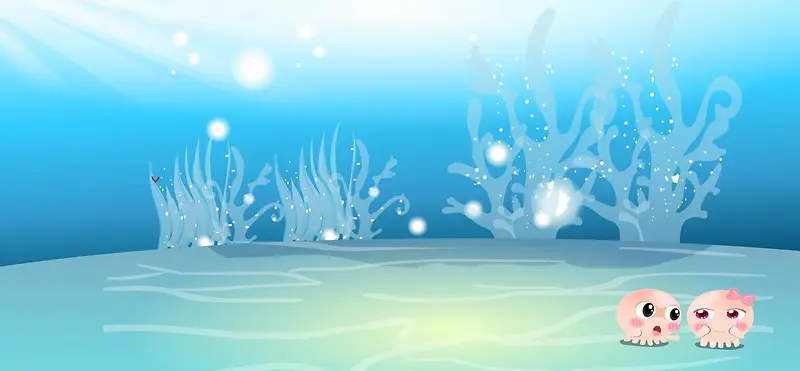 卡通蓝色海洋生物淘宝素材背景