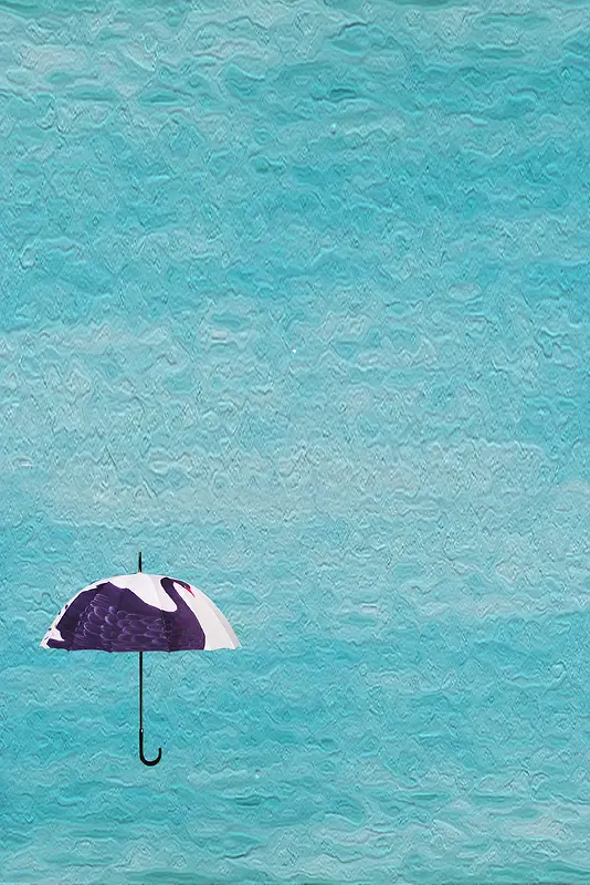 小清新蓝色油画伞海报背景模板