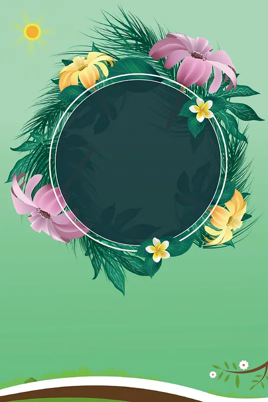 绿色花朵春季新品上市海报背景素材