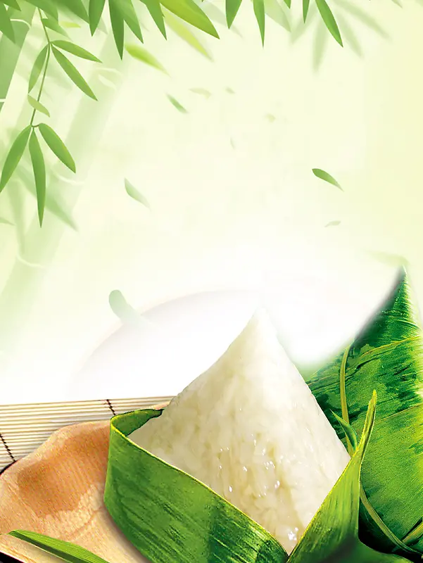 绿色树叶节日粽子端午糯米背景素材