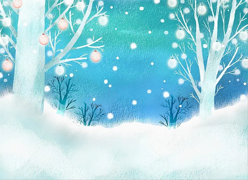 手绘雪景插画背景素材