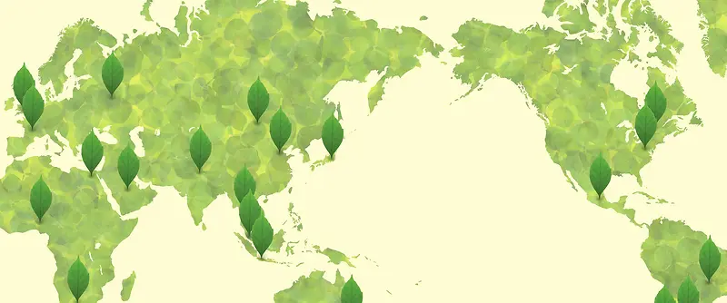 绿色 树叶 世界地图