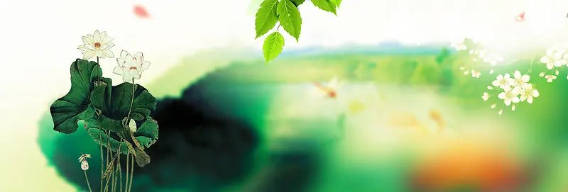 健康绿色山水中国风海报