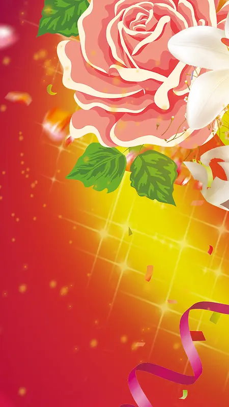 红色花卉H5背景