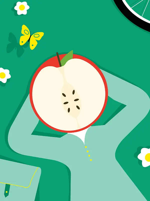 扁平化创意苹果水果海报背景素材